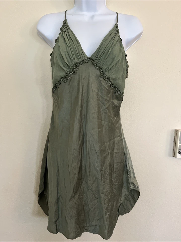 Vestido sin mangas vintage Victoria Secret dorado años 90 etiqueta lechera babydoll seda talla M Foto 1 de 4