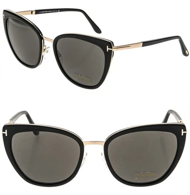 Óculos de sol TOM FORD SIMONA TF0717 01A ouro preto moda autêntico 717 FT0717 - Imagem 1 de 4