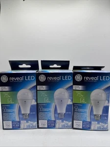 (3) GE 75w/14w Lighting 45657 Reveal LED A21 Light Bulb 750 Lumen - Picture 1 of 7