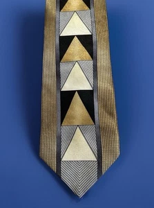 Stacy Adams 100% Silk Gold Art Deco Men’s Tie Necktie EUC USA - Picture 1 of 4