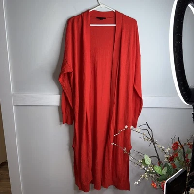 NWOT Ann Taylor Long Line Cardigan Red 1X Side Slits  event Lagenlook Minimalist - Image 1 of 4
