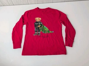 Ralph Lauren Jungen Gr. 6 Langarm T-Shirt Polo Bär Weihnachtsbaum Urlaub - Bild 1 von 8