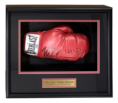 Mike Tyson Evander Holyfield Signed Framed Red Everlast Right Hand Glove JSA - Image 1 of 2