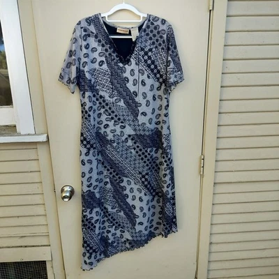 Vestido Asimétrico Expressions Y2K Vintage Estampado Paisley Patchwork Gris Negro Foto 1 de 4