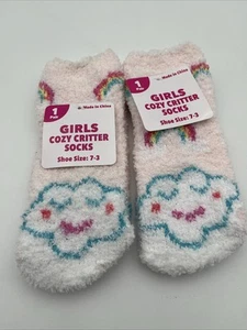 2 Pack Girls Cozy Critter Socks Shoe Size:: 7-3 - Picture 1 of 5