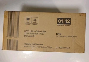 Sunco Lighting 12 Pack 5/6 Inch Ultra Slim LED 13W Smooth Trim Downlight (NEW) - Picture 1 of 1