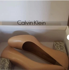 Calvin Klein Heels Cirilla Kidskin Sandstone Size 5 New In Box  - Picture 1 of 7