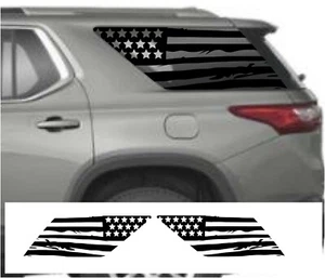 (2) USA Distressed Flag Decal Rear windows fits Chevy Traverse 2018-2021 Side - Picture 1 of 1