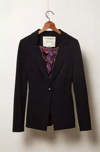 Cartonnier Emerson Tailored Blazer Jacket Size 2 Black Anthropologie - Picture 1 of 9