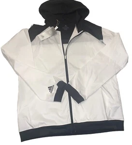 ADIDAS G ANORAK JACKET GOLF BLACK/WHITE-HOODED W/POCKETS GIRLS XL NWT - Picture 1 of 8