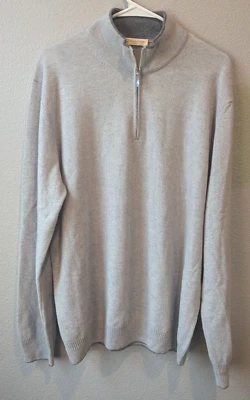 Suéter Marco Cimmino 100% Cachemira Cuarto Cremallera Codo Parches Gris Talla Grande 56 Foto 1 de 4