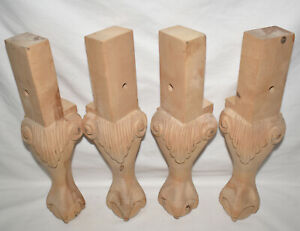 9" Ball & Claw Feet Ornate Carved Wood Chair Table Sofa Furniture Legs Set of 4 