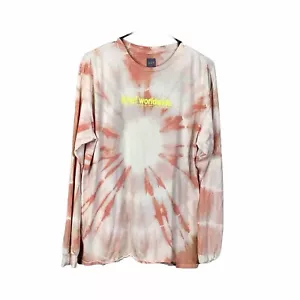 HUF Worldwide Shirt Mens Size Medium Orange Tie Dye Skull Long Sleeve Cotton - Picture 1 of 5