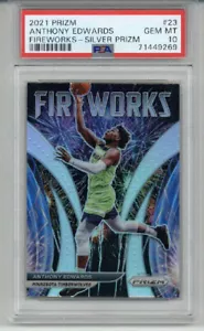 2021 Panini Prizm Fireworks Silver Prizm Anthony Edwards Card PSA 10 LOW POP 1 - Bild 1 von 2