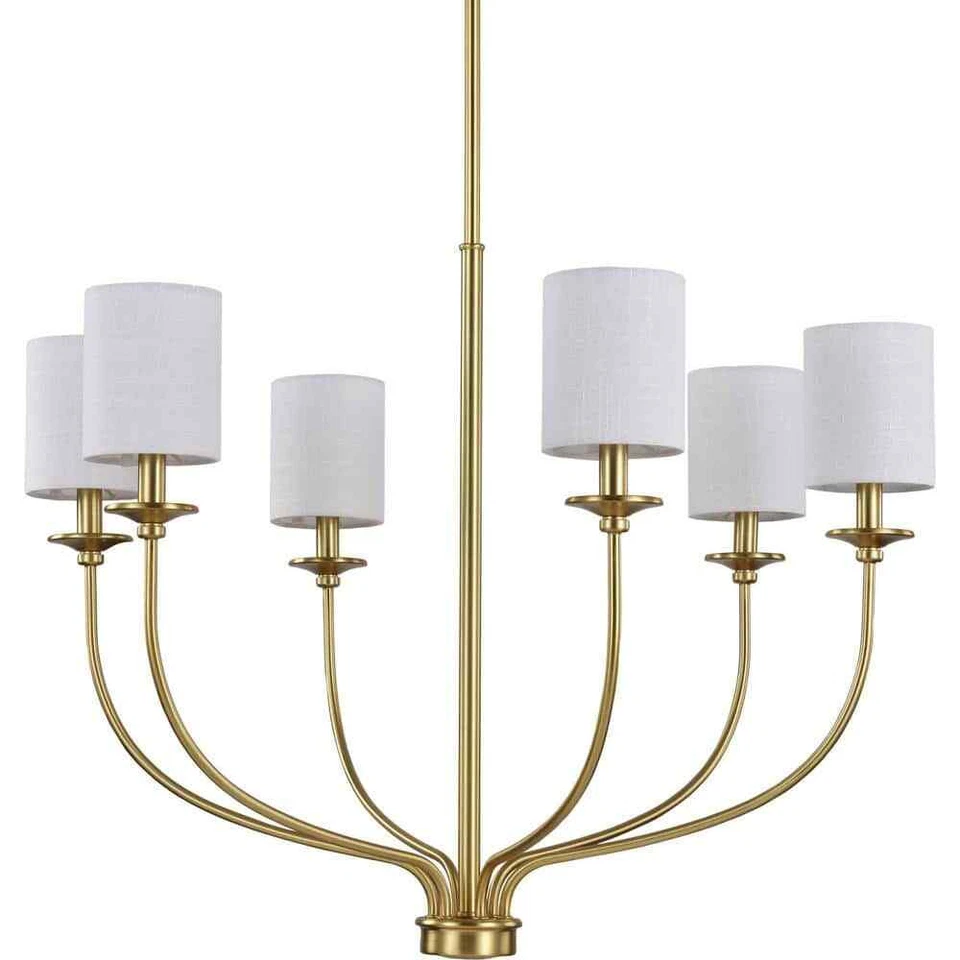 Progress Lighting Bonita Collection 6-Light Linen Fabric Shade Luxe Chandelier - Image 1 of 4