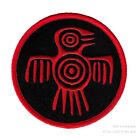 AZTEC SPIRIT BIRD PATCH embroidered iron-on ANCIENT MAYAN EMBLEM RED BLACK