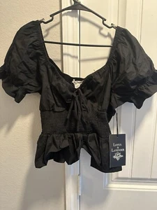 Women’s Black Ruffle Top Shirt - XL - Picture 1 of 5