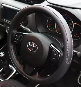 Black Steering Wheel Cover Soft Grip Leather Look for Toyota Rav 4 All Models - Picture 1 of 8