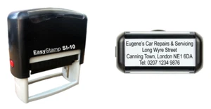 Rubber Stamp Personalised Self inking 4 Line Custom Made TEXT Black Ink 36x13mm - Picture 1 of 11