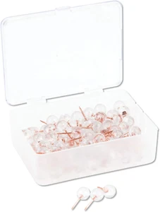 Sphere Push Pins, Clear Head with Rose Gold Prong, 100 Count (3089U06-24) - Picture 1 of 4