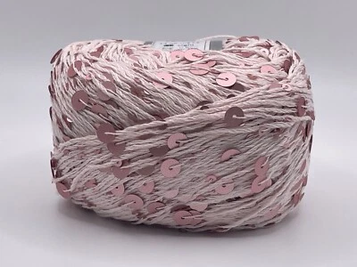 Fios de gelo em pó de lantejoulas de algodão rosa 81557 50gr 125yd DK lantejoulas grandes e pequenas - Imagem 1 de 4