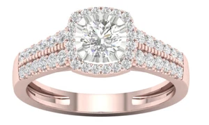 14K Rose Gold 1/2ct TDW Diamond Halo Engagement Ring - Picture 1 of 6