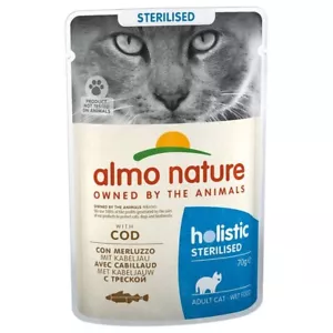 More details for almo nature holistic sterilised balanced cod adult wet cat food 12 x 70g pouches