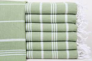 Monogram Hand Towel, Light Khaki Green Towel, 24x40 Inches, Striped Towel