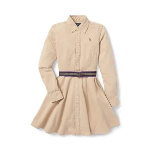 Girl's Dresses Polo Ralph Lauren Kids Belted Cotton Chino Shirtdress (Big Kids) - Picture 1 of 4