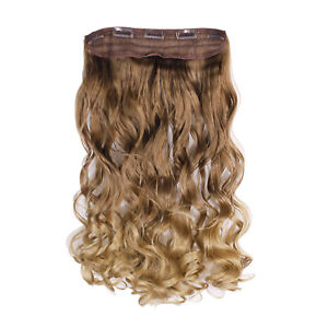22" One Piece Clip In Hair Extensions Ombre Curly / Wavy