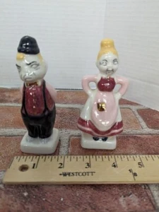 Vtg Happy Angry Two-Sided Face Wife Husband Salt Pepper Shakers Man Woman - Picture 1 of 5