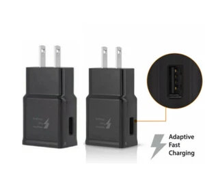 2x Adaptive Fast Rapid 2A Wall Plug Charger For Samsung HTC LG Android Black - Picture 1 of 1