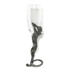 Selangor Pewter FRANKLI WILD Cheetah/Panther/Puma/Cat Champagne Flute 9 5/8" T - Picture 1 of 6