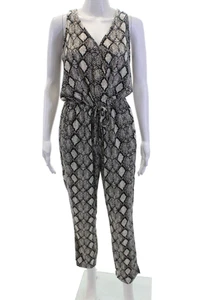 Veronica M Womens Animal Print V-Neck Sleeveless Jumpsuit Black Size XS - Picture 1 of 5