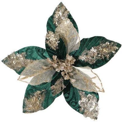 Flores de Navidad de terciopelo grandes de 10,7’’ 6 piezas adornos de pascua artificial Foto 1 de 4