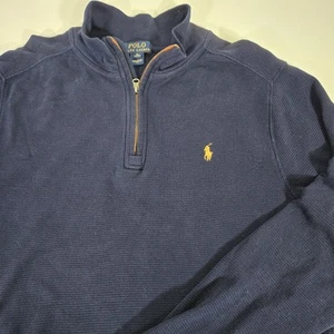 Polo Ralph Lauren Sweater Boys XL 18/20 Navy Blue 1/4 Zip Pullover 100% Cotton - Picture 1 of 10