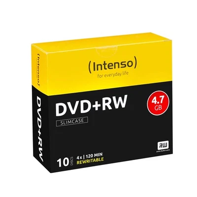 Intenso DVD+RW Rohlinge, Rewritable, 4,7GB, 4x Speed, 10er Slim Case - Image 1 of 2