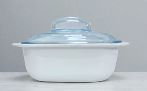 Vintage Corelle Solid White 1.5 Qt Square Casserole Cook Dish w/ Glass Lid USA - Picture 1 of 18