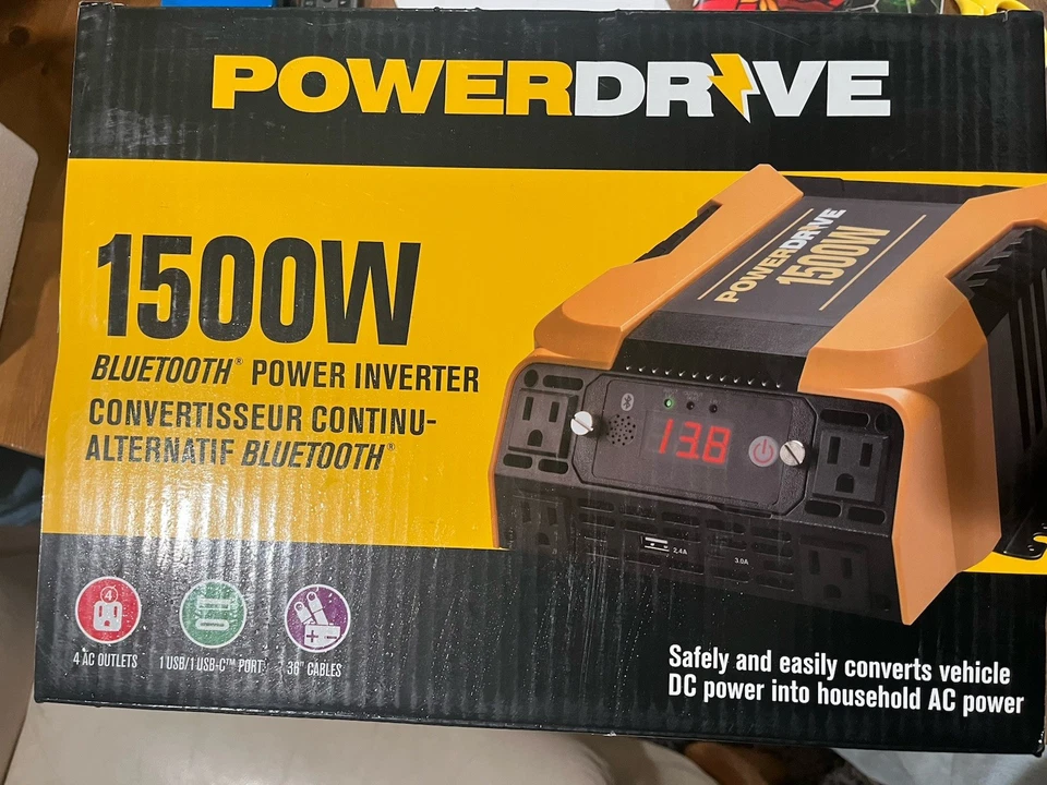 POWERDRIVE 1500W Bluetooth Inversor Convertidor Continuo-alternativo Bluetooth BN Foto 1 de 4