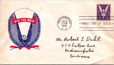 GOLDPATH: US COVER 1942 WASHIGNTON,DC.FDC.WIN THE WAR,PATRIOTIC. CV872_P01 - Image 1 of 2