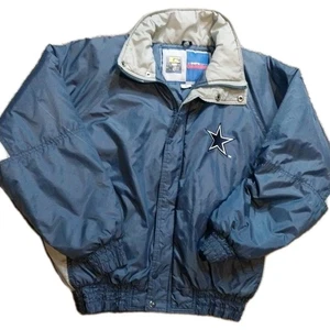 NFL DALLAS COWBOYS Competitor Vintage Nylon Bomber Jacket Size M Navy Gray - Picture 1 of 6