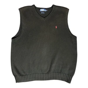 Polo Ralph Lauren Knit Sweater Vest V-Neck Men’s XL Cotton Pony Preppy Vintage - Picture 1 of 9