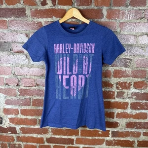Harley-Davidson Shirt Womens Small Blue Wild At Heart Park City Utah Graphic Tee - Picture 1 of 5