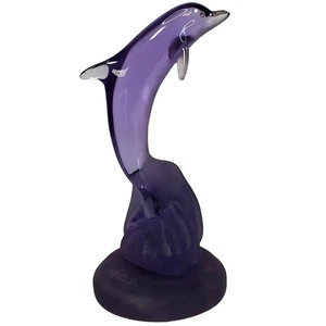 Vtg J Boiros Dolphin Kalonite Statue Low Number 36/950 Purple Marine Life 11" - Picture 1 of 14