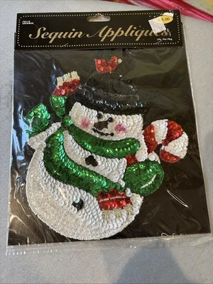 Aplique de lentejuelas muñeco de nieve artesanal de Navidad  Foto 1 de 4