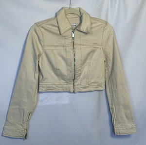 Zara Cropped Jean Jacket Size Medium Denim Extended Zip Sleeves NWOT - Picture 1 of 10