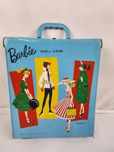 Vintage 1961 BARBIE DOLL blue carry CASE storage Mattel Ponytail - Picture 1 of 8