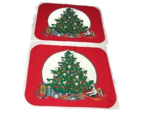 Vintage Stoff Panel Schnitt Nähen Kissen Weihnachtsbaum Vintage Spielzeug darunter - Bild 1 von 5