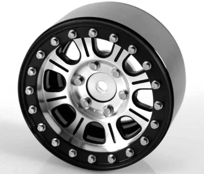 RC4WD Raceline Monster 1.9" Aluminum Beadlock Crawler Wheels (4) (Silver/Black) - Image 1 of 2