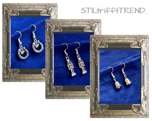 OHRRINGE HÄNGER WEIHNACHTEN GLÖCKCHEN KRANZ WEIHNACHTSKRANZ NUSSKNACKER silber - Bild 1 von 6